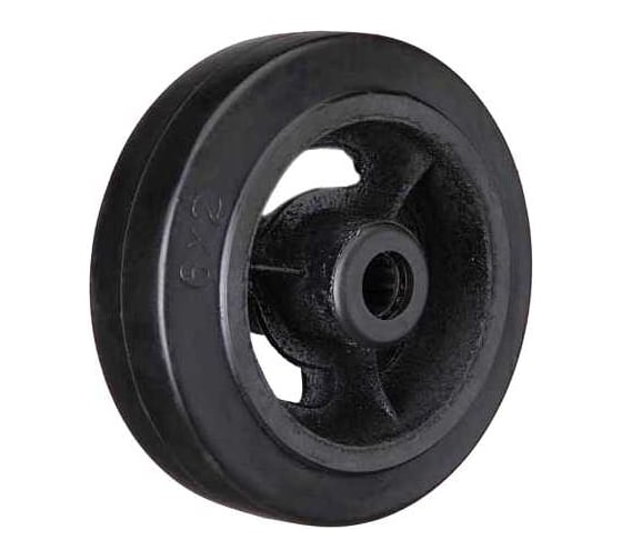 Изображение товара Большегрузное чугунное колесо без крепления 200 мм, черная резина, роликоподшипник D 80 TOR 1045651