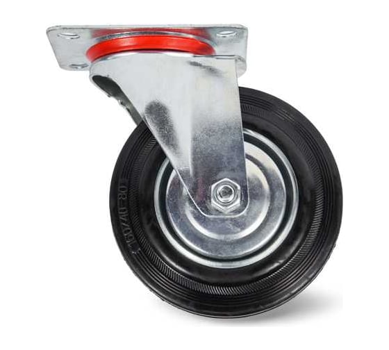 Изображение товара Промышленное колесо 250 мм, площадка, поворотное, черная резина, роликоподшипник SC 85 TOR 1045344