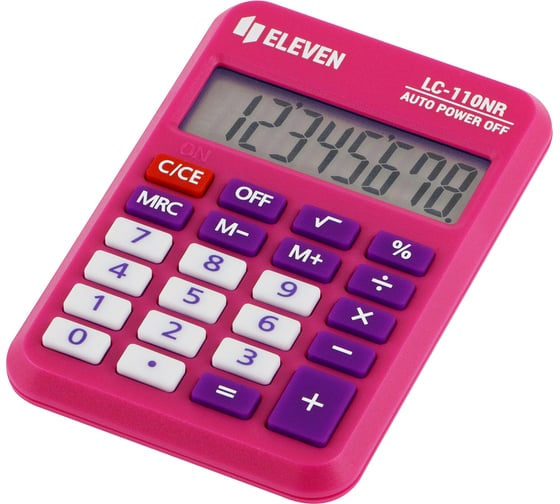 Изображение товара Калькулятор карманный Eleven LC-110NR-PK, 8 разрядов, питание от батарейки, 58х88х11 мм, розовый 339228