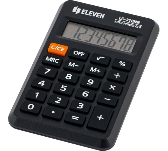 Изображение товара Калькулятор карманный Eleven LC-310NR, 8 разрядов, питание от батарейки, 69х114х14 мм, черный 339230