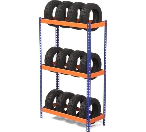 Изображение товара Металлический стеллаж ГТС Профи-Т для шин 2000x1240x500 мм. Ярусы: 3 шт. (б/н) 99-2010504