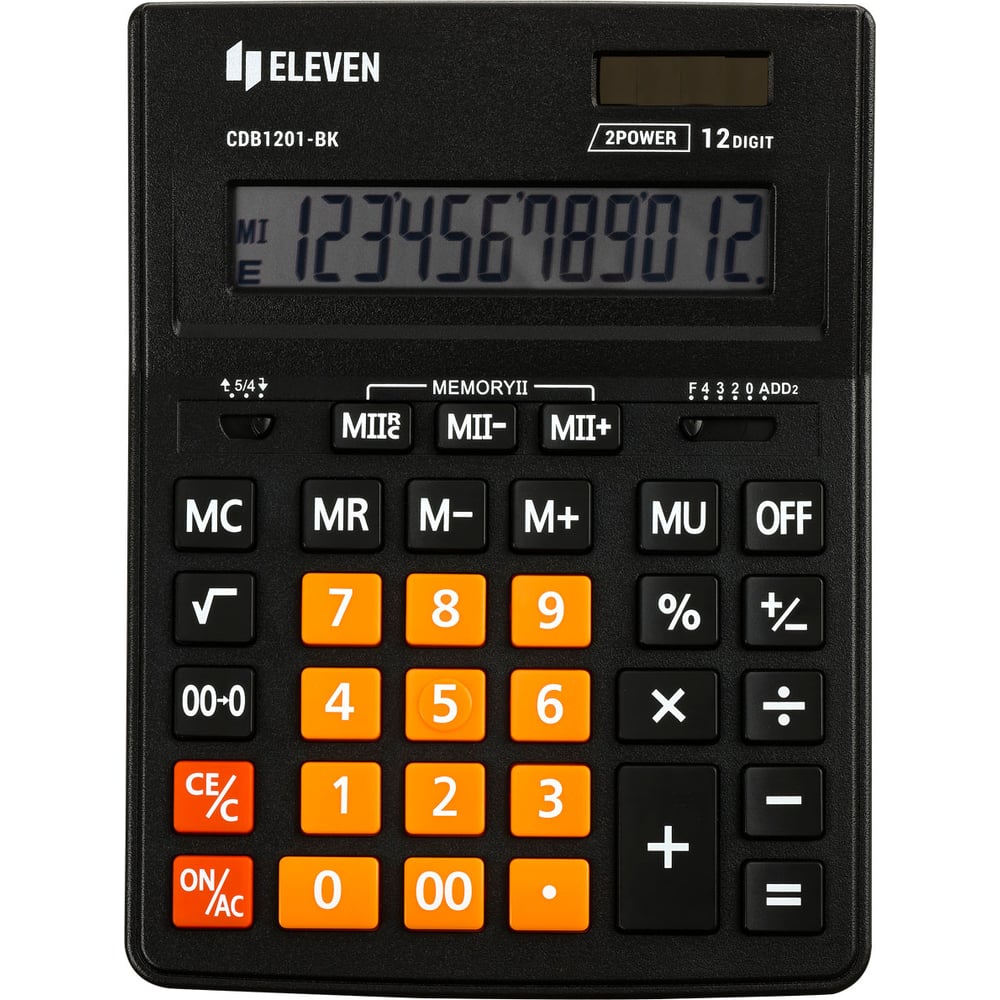 Калькулятор настольный Eleven Business Line CDB1201-BK/OR представляет собой надежное и функциональное устройство, идеально подходящее для офисного использования. Он оснащен 12-разрядным дисплеем, что позволяет выполнять сложные вычисления с высокой точностью. Двойное питание обеспечивает бесперебойную работу калькулятора, что особенно удобно в случае отсутствия батареек. Размеры устройства составляют 155х205х35 мм, что делает его компактным и удобным для размещения на рабочем столе. Черно-оранжевый цвет корпуса придает калькулятору стильный и современный вид, который гармонично впишется в любой офисный интерьер.