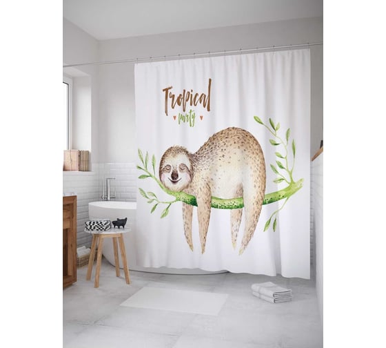 Изображение товара Штора (занавеска) для ванной JoyArty "Цветы на лоскутах" из сатена, 180х200 см с крючками, sc_35739