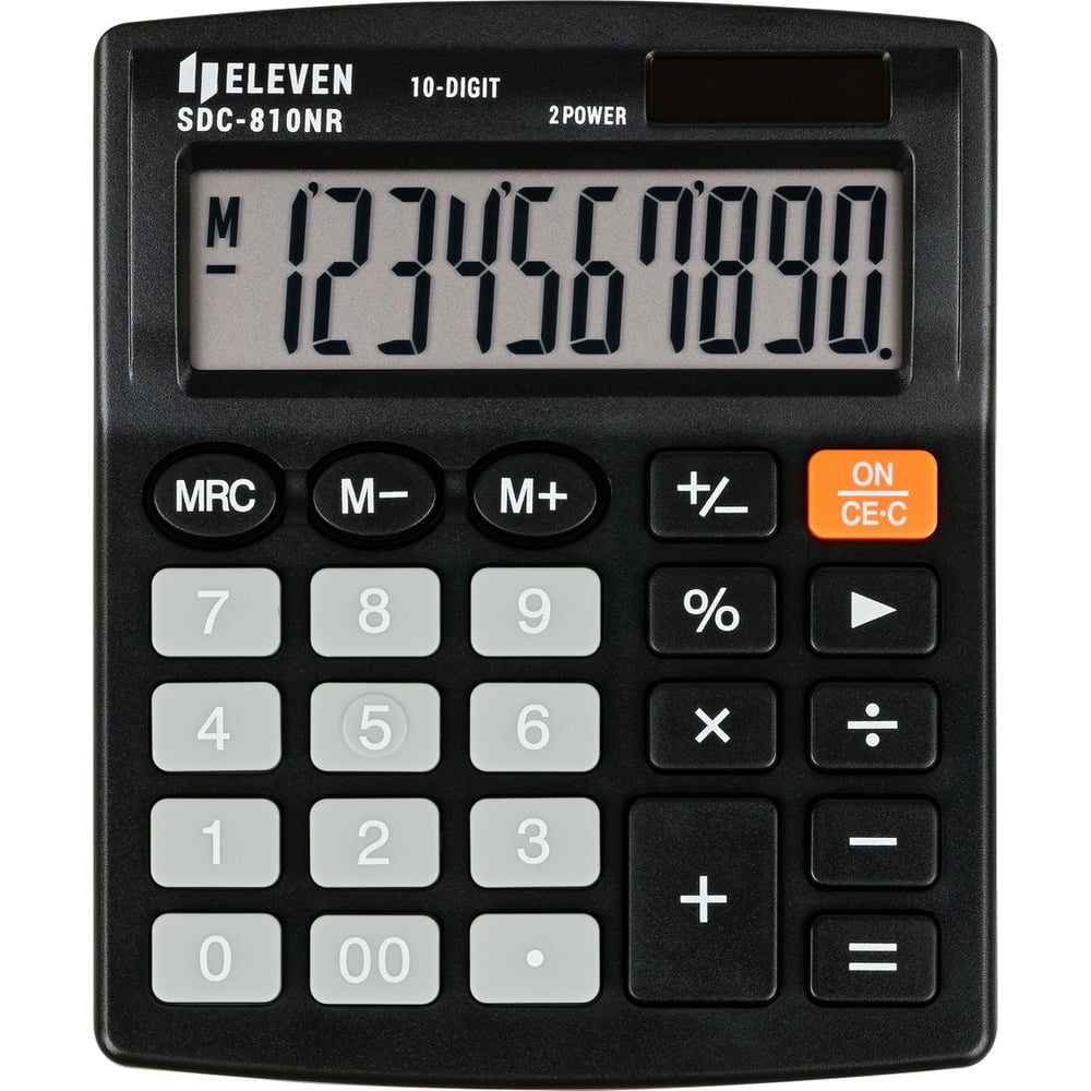 Калькулятор настольный Eleven SDC-810NR - это надежное устройство для повседневных вычислений. Он оснащен 10-разрядным дисплеем, что позволяет легко работать с большими числами и сложными расчетами. Двойное питание, включающее солнечную батарею и стандартную батарейку, обеспечивает бесперебойную работу устройства в любых условиях освещения. Компактные размеры 127х105х21 мм делают его удобным для размещения на рабочем столе или переноски в сумке. Черный цвет корпуса придает калькулятору стильный и профессиональный вид, который будет уместен в любом офисе или учебной среде.