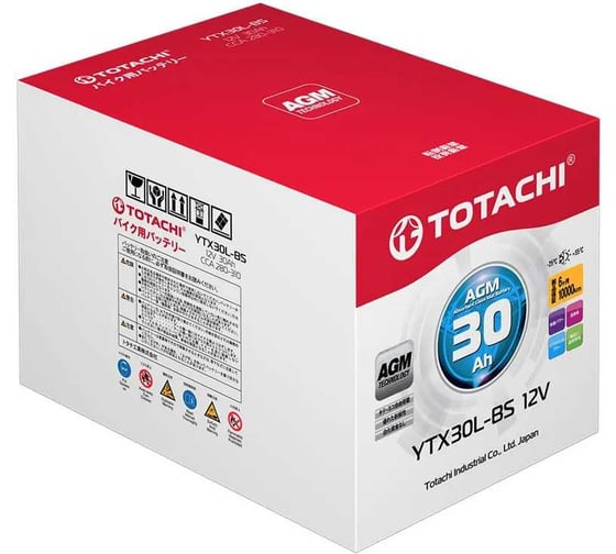 Изображение товара Аккумуляторная батарея Totachi MOTO YTX30L-BS 30 а/ч R AGM 92030