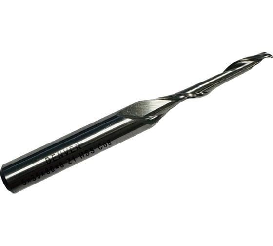 Изображение товара Фреза концевая спиральная по алюминию и ПВХ ООО Галифакс 5x35x80x8 мм, HSS, Z1, Co8 3535080