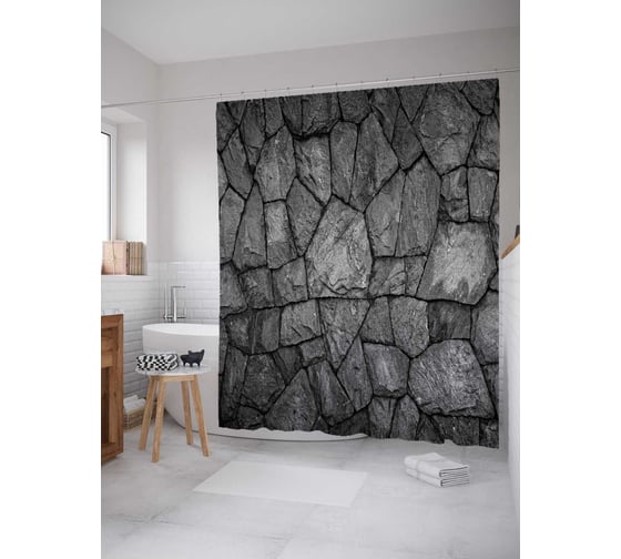 Изображение товара Штора (занавеска) для ванной JoyArty из сатена, 180х200 см с крючками, sc_38170