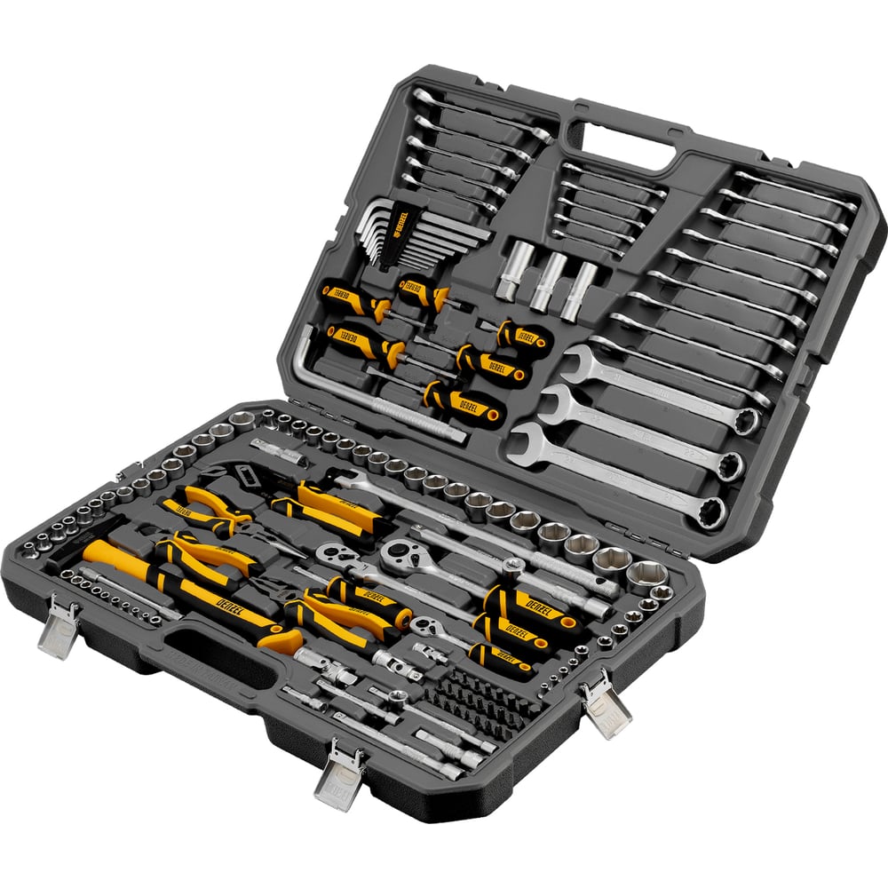 Изображение товара Набор инструментов Denzel 1/2", 1/4", 3/8", CrV, 144 предмета