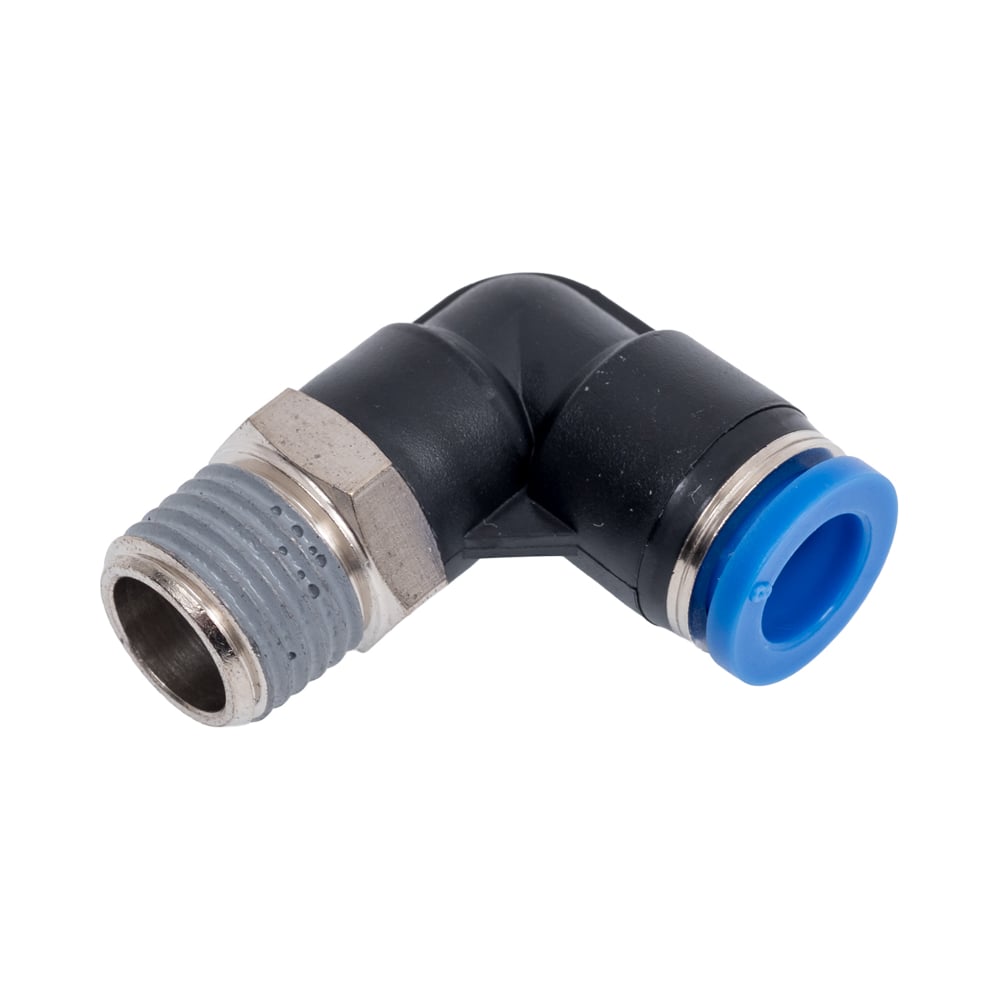 Изображение товара Пневмофитинг цанговый L-образный с наружной резьбой HIMPT PL 8-02 (R1/4)