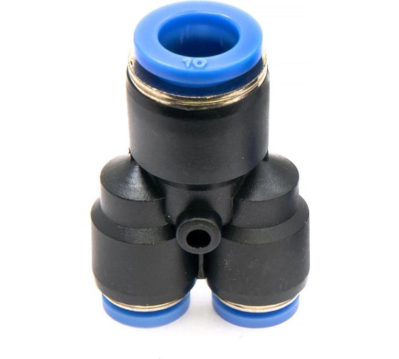 Изображение товара Фитинг пневматический цанговый пластиковый Y-образный переходной HIMPT PW 10-8 00-00008574