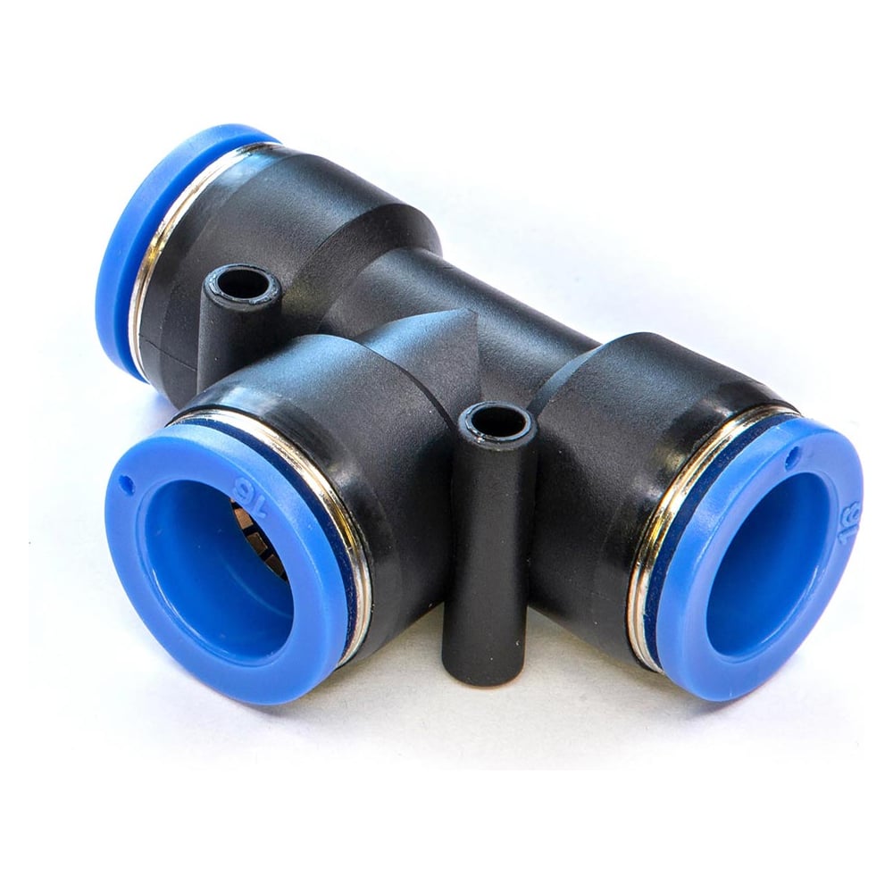 Изображение товара Пневматический цанговый тройник HIMPT PUT 16 мм Т-образный пластиковый