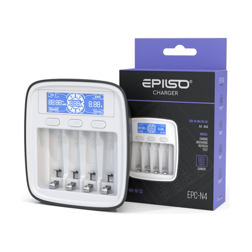 Изображение товара Зарядное устройство Epilso EPC-N4 для AA и AAA аккумуляторов