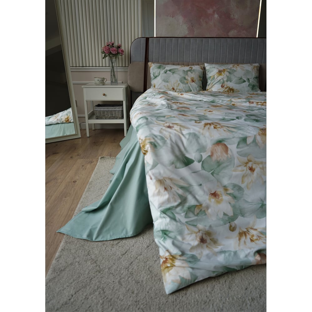Изображение товара Комплект постельного белья CASADELGUSTO Lago Verde евро перкаль 180H цветы