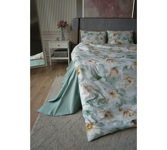 Изображение товара Комплект постельного белья CASADELGUSTO евро, Lago Verde, перкаль 180H 22686