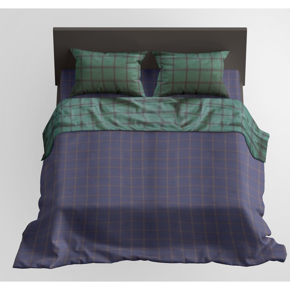 Изображение товара Комплект постельного белья CASADELGUSTO евро сатин premium 250 TC клетка Jaulas de Tweed Verde