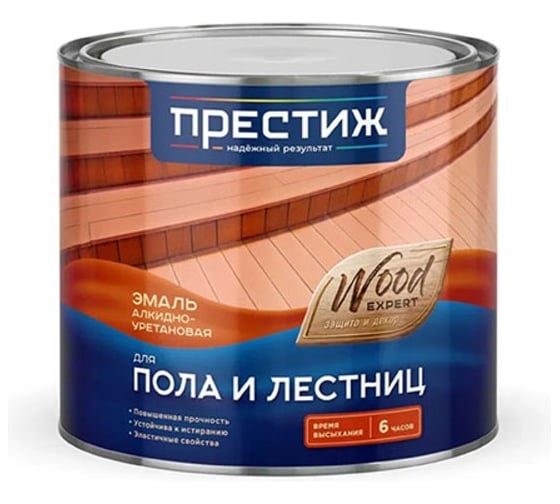 Изображение товара Эмаль для пола алкидно-уретановая ПРЕСТИЖ быстросохнущая, золотисто-коричневая, 1,9 кг 260726