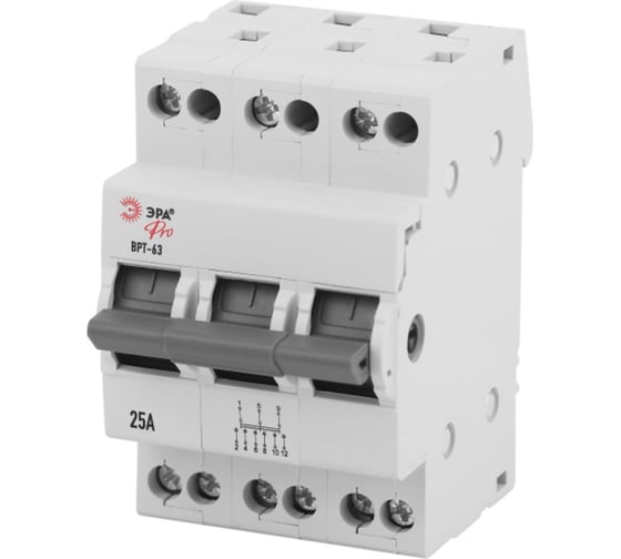 Изображение товара Выключатель-разъединитель трехпозиционный ЭРА ВРТ63 PRO VRT63325 3Р 25А Б0061677