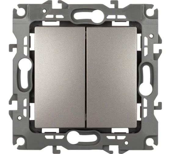 Изображение товара Выключатель двойной ЭРА Серия 12 12110416 10АХ250В, титан Б0065710
