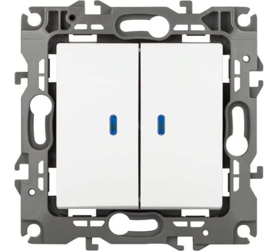 Изображение товара Выключатель двойнойЭРА Серия 12 12110501М с подсветкой, 10АХ250В, белый матовый Б0065702
