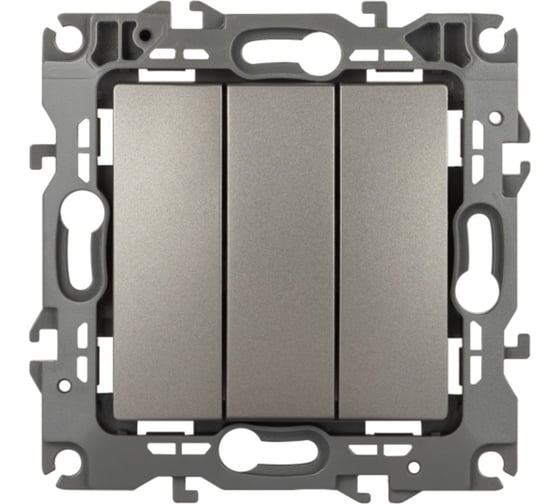 Изображение товара Выключатель тройной ЭРА Серия 12 12110716 10АХ250В, титан Б0065703