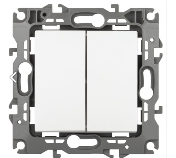 Изображение товара Выключатель двойной ЭРА Серия 12 12110401М 10АХ250В, белый матовый Б0065701