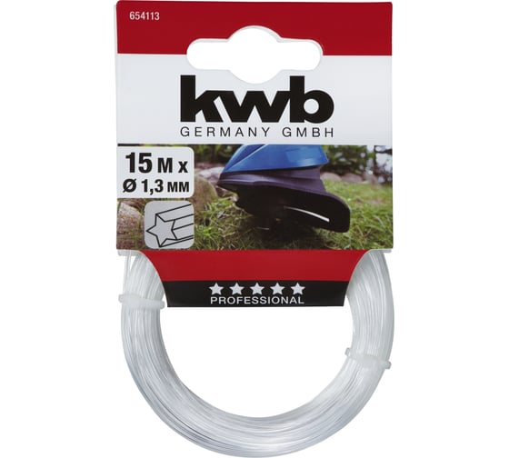 Изображение товара Леска для триммера kwb 1.3 мм, 15 м, нейлон, профиль звезда 654113