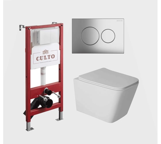 Изображение товара Инсталляция пневматическая с подвесным унитазом CULTO ESTE панель смыва хром ESTE_PN_CH