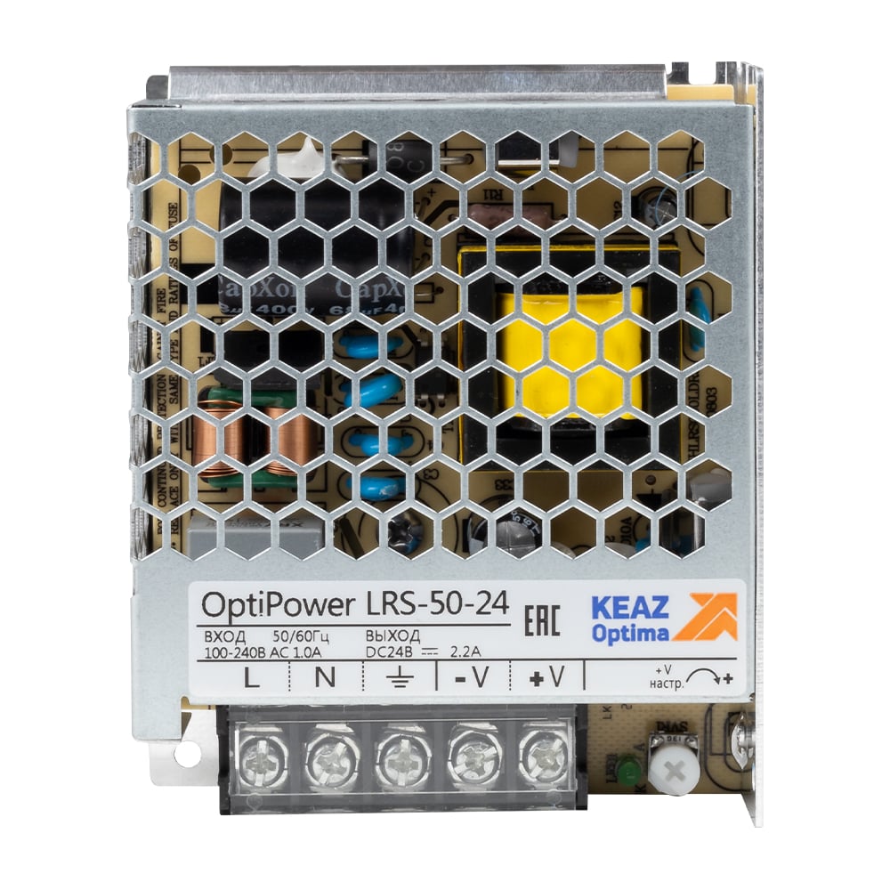 Изображение товара Блок питания панельный КЭАЗ OptiPower LRS 50-24 2.2A для автоматизации