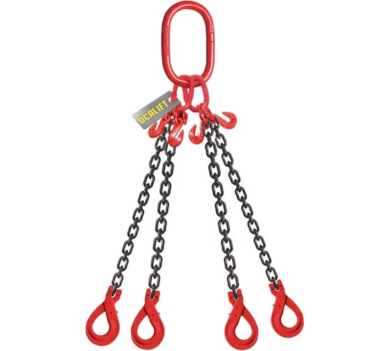 Изображение товара Цепной строп LITELIFT 4СЦ 4,25т 1м с самозакрывающимися крюками и укоротителями четырехветвевой цепь 8x24 T8 G80 4sc4250t1sh