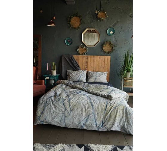 Изображение товара Комплект постельного белья CASADELGUSTO евро, Mármol azul (Сатин Lux 300 TC) 22689