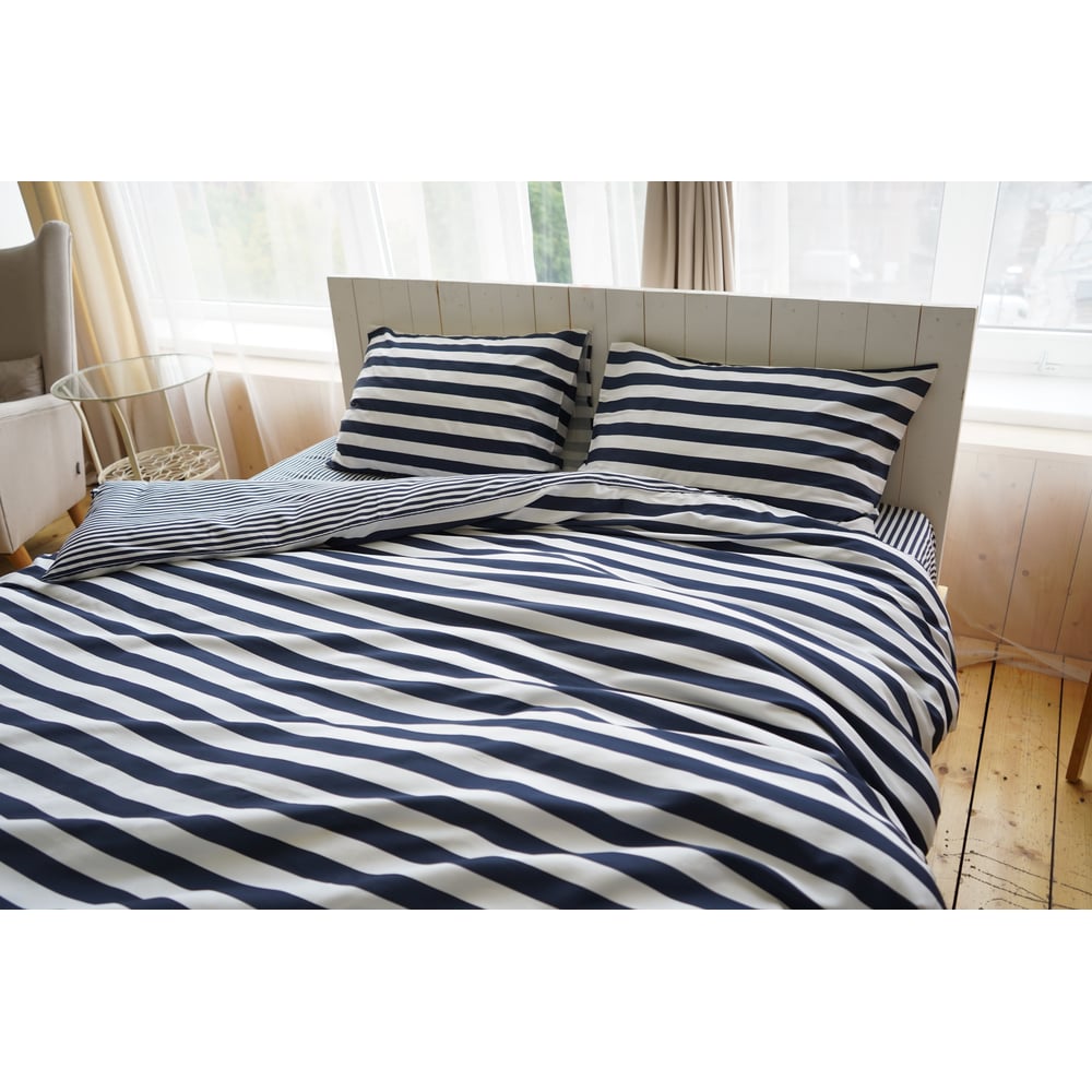 Изображение товара Комплект постельного белья CASADELGUSTO Rayas Azules сатин евро 250 TC с полосами