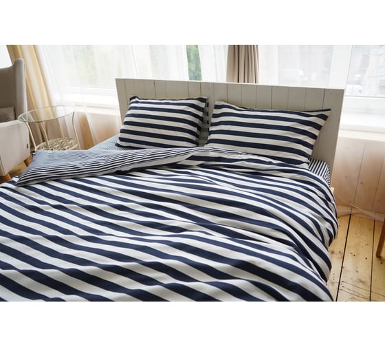 Изображение товара Комплект постельного белья CASADELGUSTO евро, Rayas Azules (Сатин Premium 250 TC) 22697