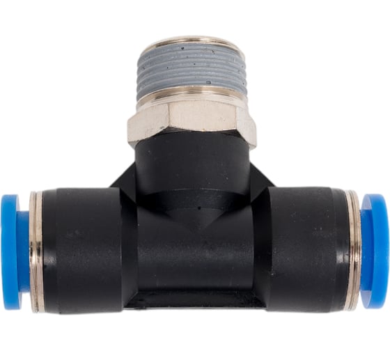 Изображение товара Пневмофитинг цанговый Т-образный HIMPT PТ 10-03, с наружной резьбой R3/8 00-00010379
