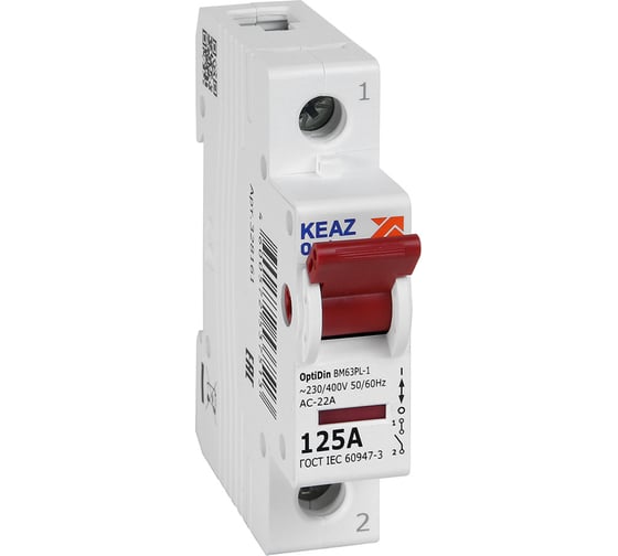 Изображение товара Выключатель нагрузки модульный КЭАЗ OptiDin BM63PL-1125-УХЛ3 (ВМ63PL) 12 шт 328161
