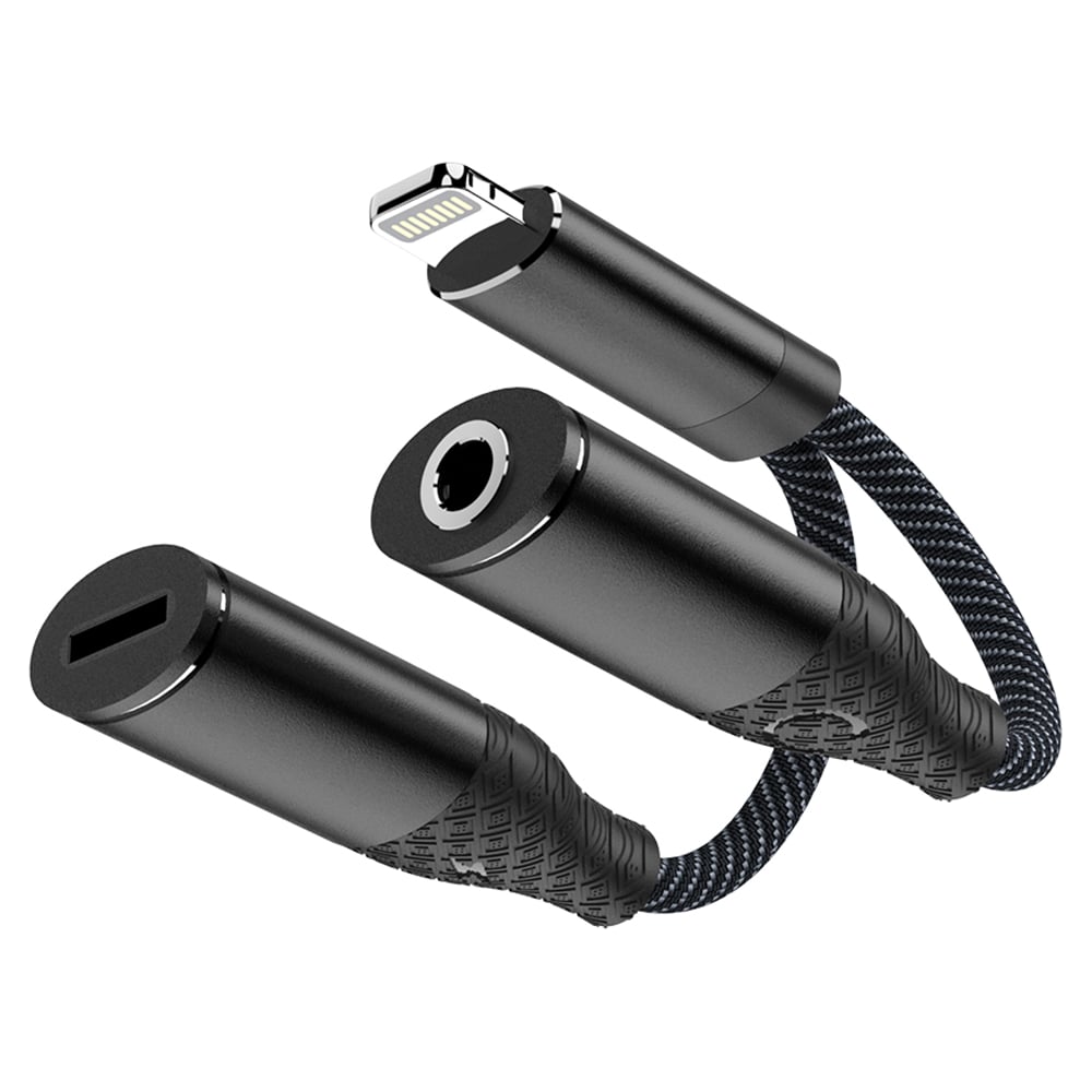 Изображение товара Адаптер Pero AD12 LIGHTNING TO LIGHTNING/MINI JACK 3.5 черный