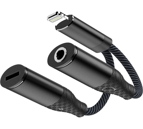 Изображение товара Адаптер Pero AD12 LIGHTNING TO LIGHTNING/MINI JACK 3.5, черный PRAD12BK