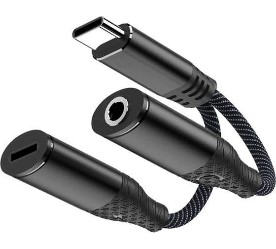 Изображение товара Адаптер Pero AD11 USB-C TO USB-C/MINI JACK 3.5, черный PRAD11BK