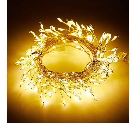 Изображение товара Гирлянда светодиодная Фарлайт на медном проводе Фейерверк 3 м USB 200 LED теплый белый IP20 FAR002385