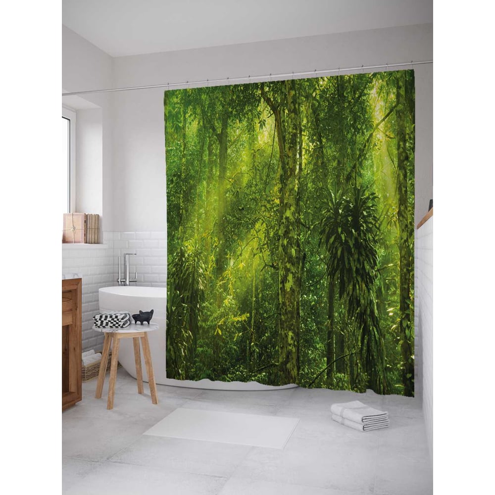 Изображение товара Штора для ванной JoyArty Сияние тропиков 180x200 см сатен крючки