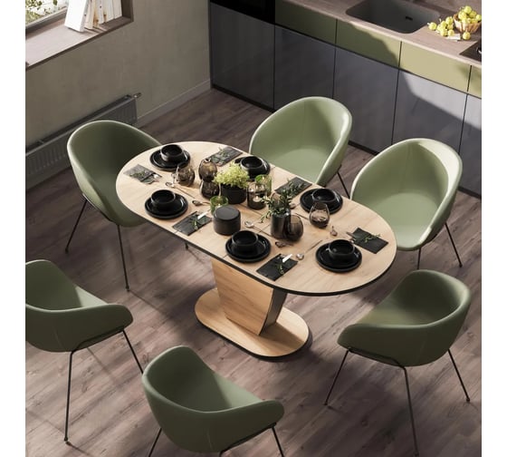 Изображение товара Обеденный стол ТриЯ Шато Тип 1 Черный/Дуб крафт золотой 263319