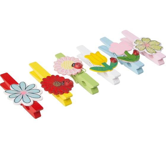 Изображение товара Декоративные прищепки PARK Цветы 6 шт. 109015