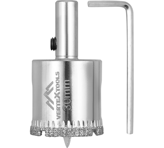 Изображение товара Коронка с центрирующим сверлом по стеклу и керамике (30х55 мм) Vertextools 336-30-55