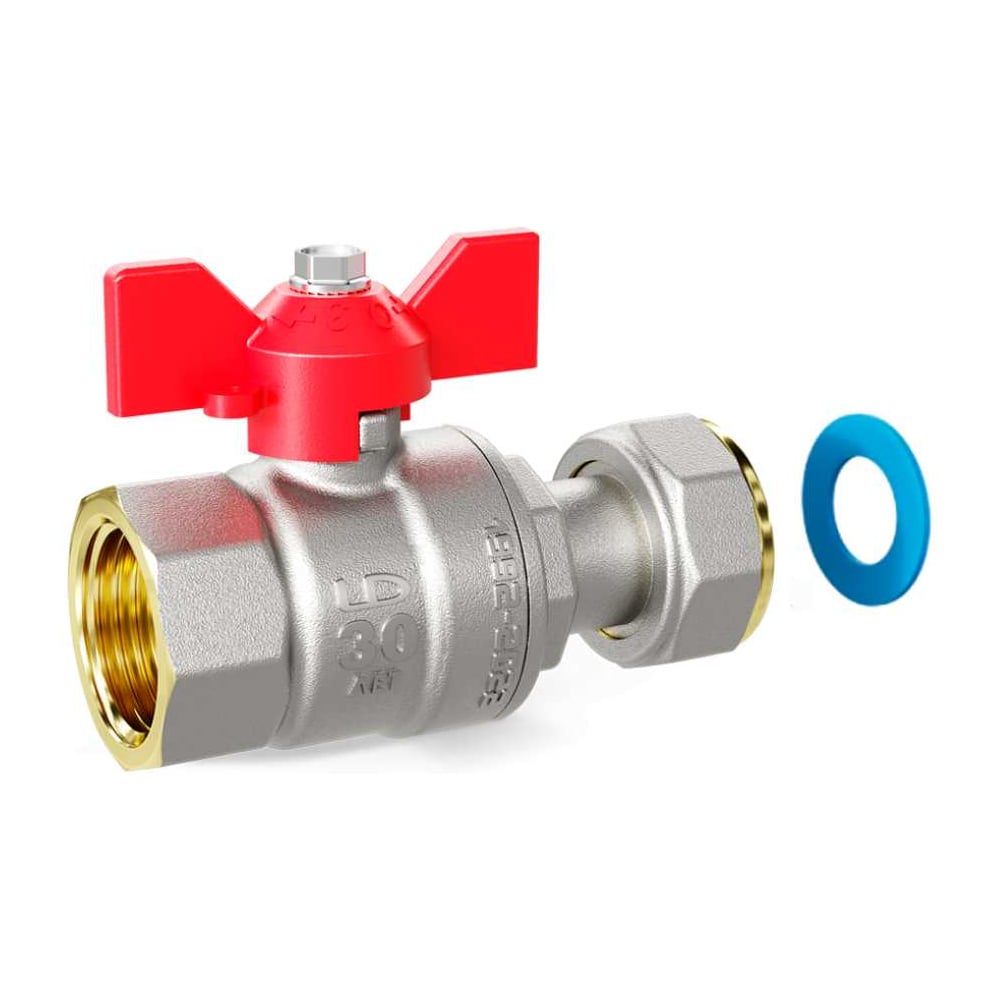 Изображение товара Шаровой кран LD Pride 47.20.В-НкГк.Б (red) с накидной гайкой LD 47.396.20 R