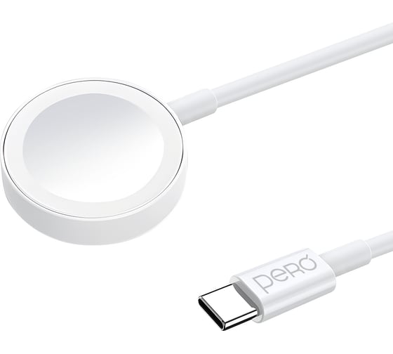 Изображение товара Беспровдное зарядное устройство PERO TC19 USB-C для Apple Watch, магнитное, белое ТС19WH