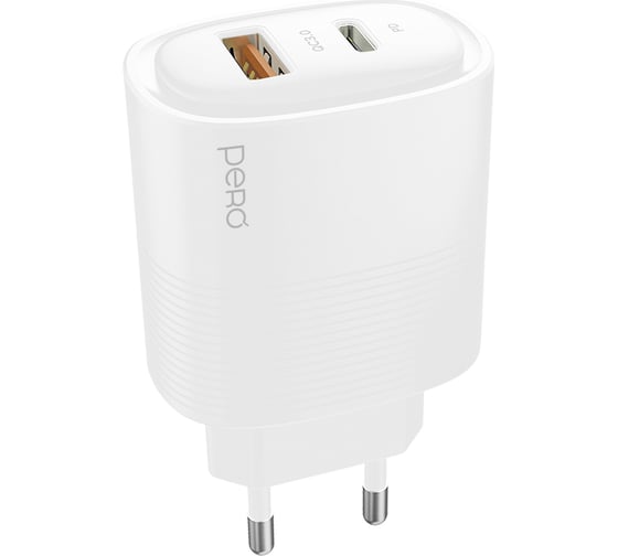 Изображение товара Сетевое зарядное устройство PERO TC11 USB-A QC3.0 + USB-C PD, 45W белый ТС11W