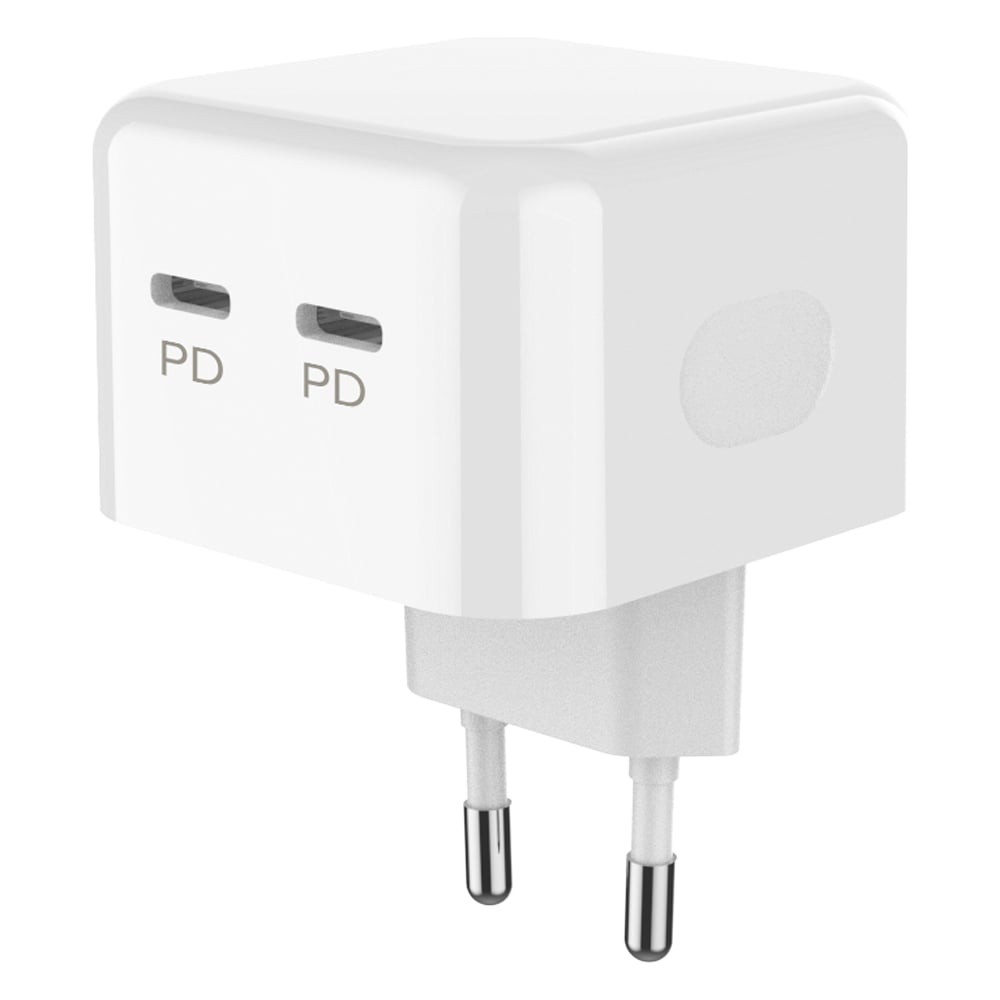 Изображение товара Сетевое зарядное устройство PERO TC18 USB-C + USB-C PD 35W белое