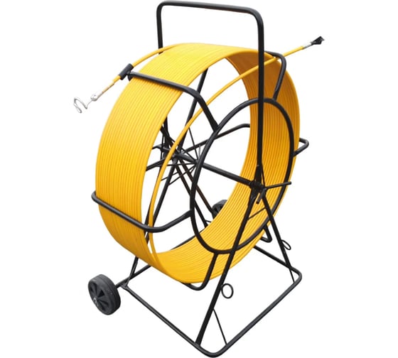 Изображение товара Устройство прочистки канализации и каналов, с двумя поисково-пробивным и спиралевидным наконечниками Metall78.ru 11 мм, 150 м, на телеге 11-150Т-НКСП-НКПП