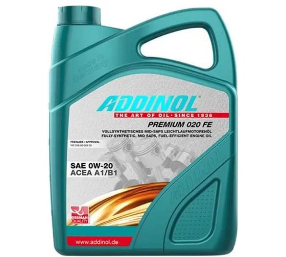 Изображение товара Моторное масло Addinol PREMIUM 020 FE синтетическое, 0W-20, 5л 72097281