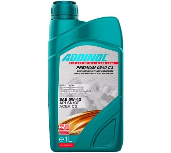 Изображение товара Моторное масло Addinol PREMIUM 0540 C3 синтетическое, 5W-40, 1л 72098007