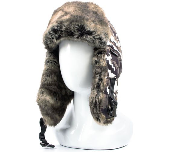 Изображение товара Шапка-ушанка Следопыт HUNTER, мембрана, шиншилла, черно-белый пиксель, р-р XL/30 PF-CAP40